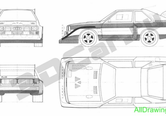 Audi Quattro Sport - drawings (drawings) of the car